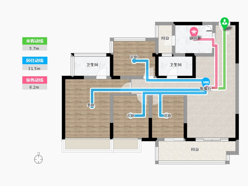 四川省-成都市-凯德卓锦万黛-102.08-户型库-动静线