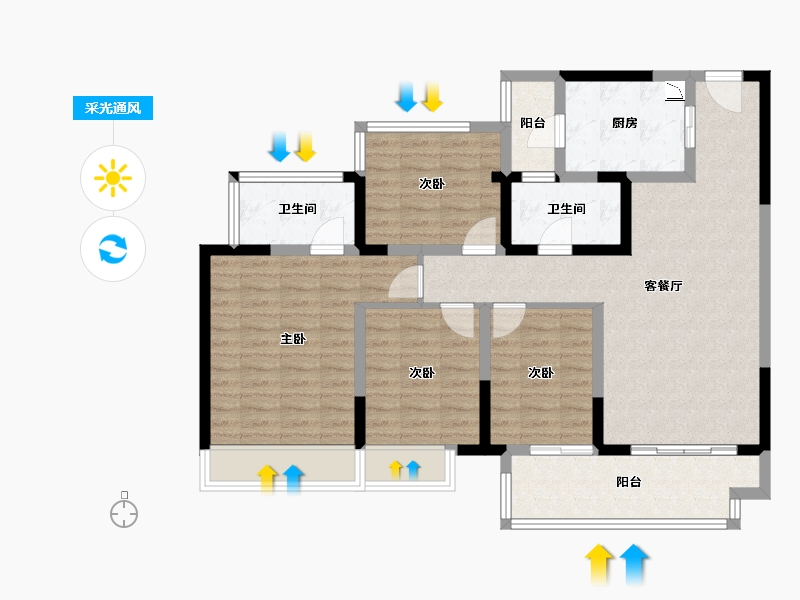 四川省-成都市-凯德卓锦万黛-102.08-户型库-采光通风