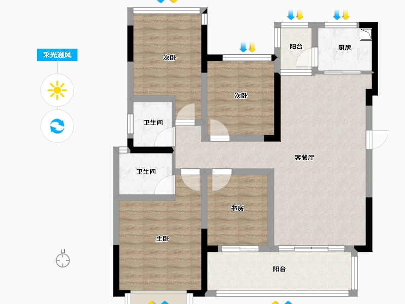 四川省-遂宁市-山屿湖・名门-93.60-户型库-采光通风