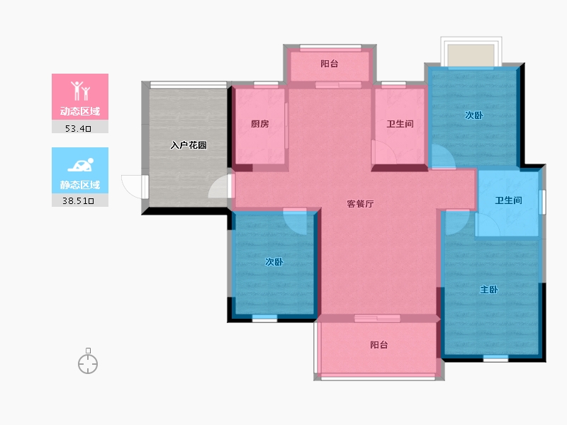 湖南省-长沙市-富兴悦府-91.45-户型库-动静分区