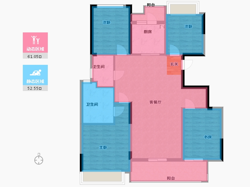 湖南省-长沙市-和泓桃李春风-101.99-户型库-动静分区