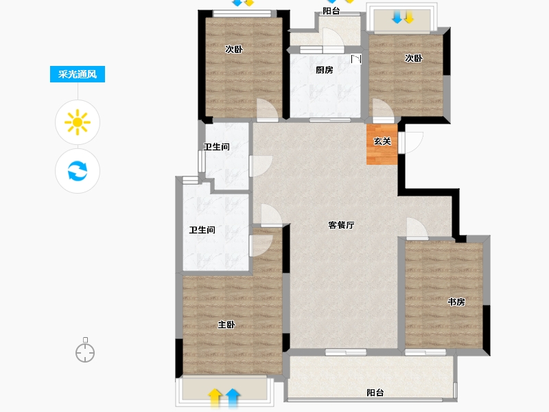 湖南省-长沙市-和泓桃李春风-101.99-户型库-采光通风