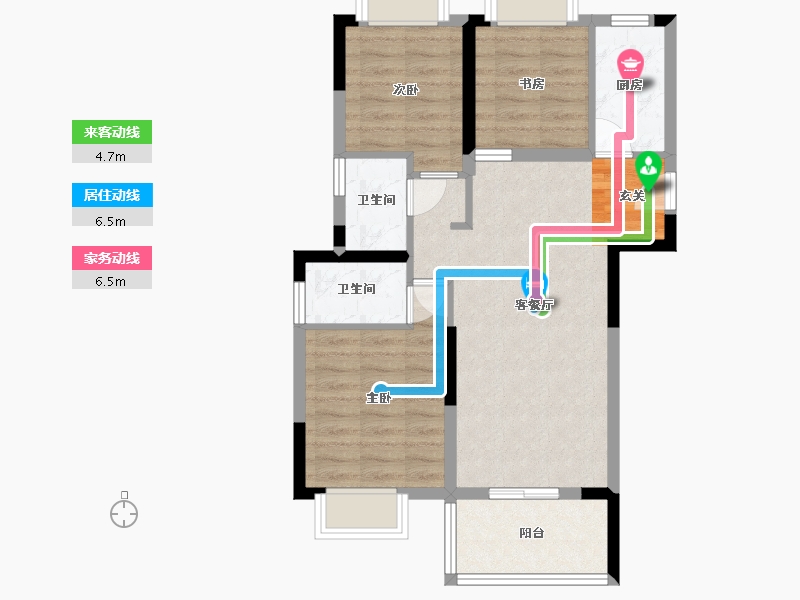 湖北省-武汉市-南益名悦华府-66.52-户型库-动静线