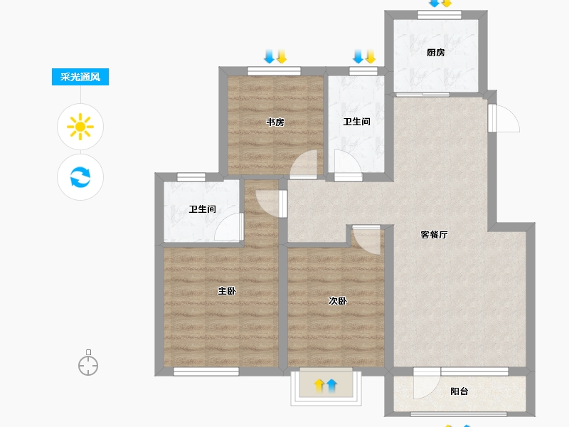 辽宁省-大连市-佳兆业壹号-78.16-户型库-采光通风