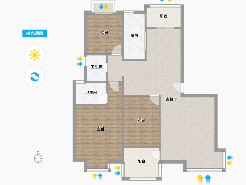 湖北省-武汉市-保利花园-116.29-户型库-采光通风