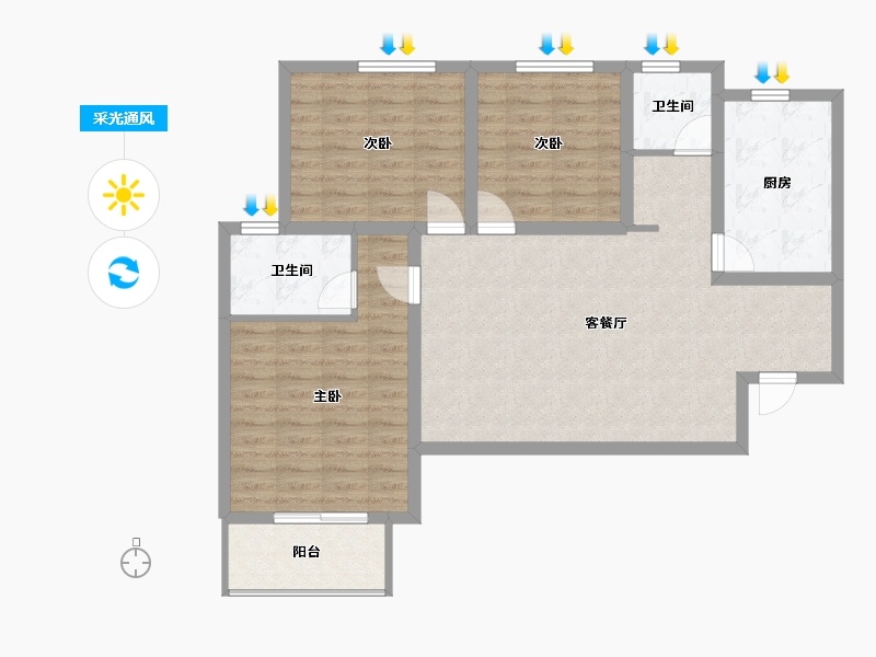 河南省-郑州市-翰林雅苑-93.55-户型库-采光通风