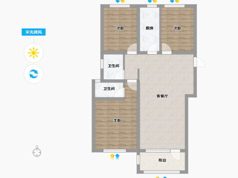 河北省-张家口市-圣和-85.43-户型库-采光通风