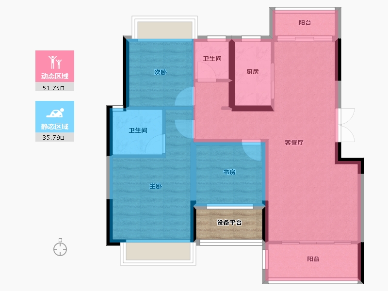 贵州省-贵阳市-贵龙和悦府-81.61-户型库-动静分区