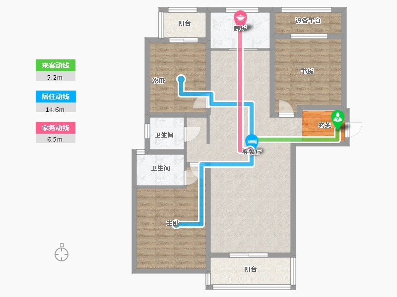 河南省-洛阳市-中浩德・山水文苑-106.61-户型库-动静线