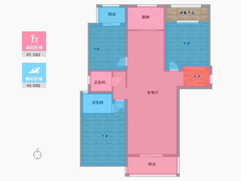 河南省-洛阳市-中浩德・山水文苑-106.61-户型库-动静分区