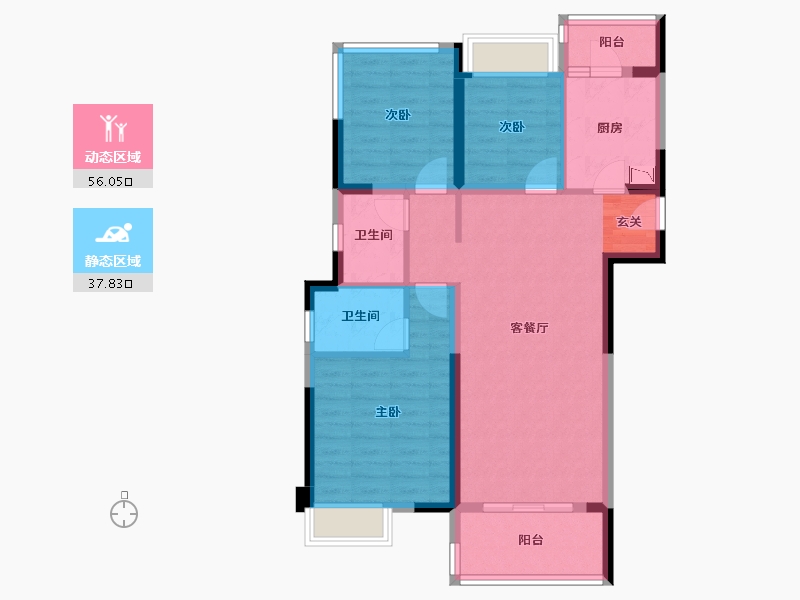 四川省-成都市-中海万锦熙岸二期-83.32-户型库-动静分区