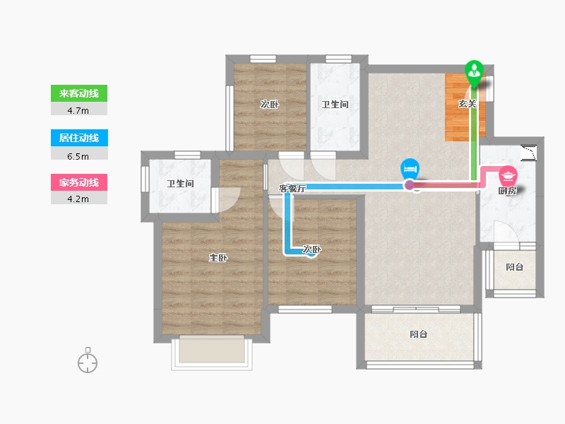 四川省-南充市-鸿通・翡翠城・紫曦府-76.73-户型库-动静线