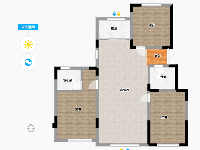 吉林省-长春市-中顺碧水园-94.74-户型库-采光通风