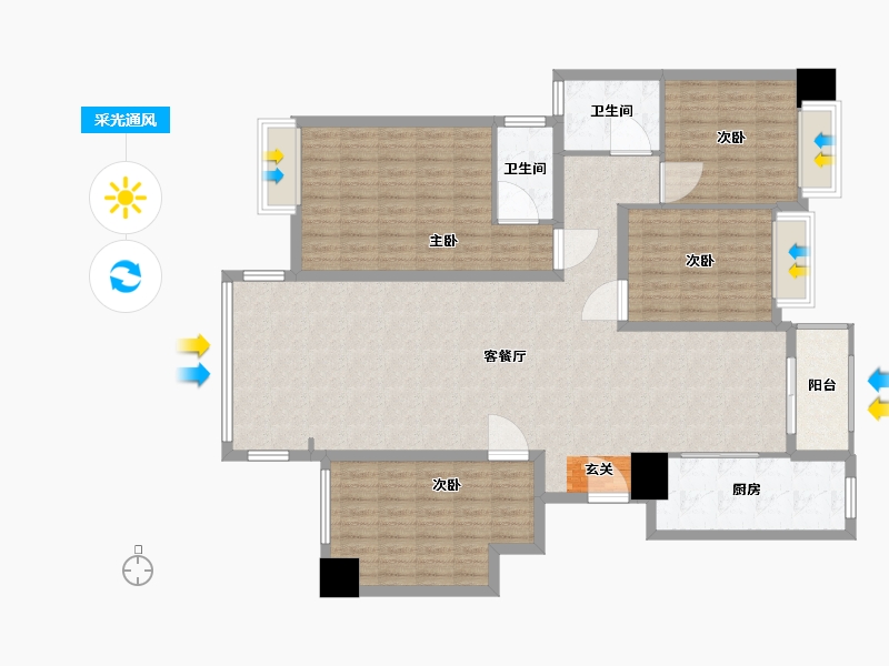 广西壮族自治区-南宁市-御江华庭-140.01-户型库-采光通风