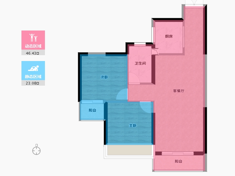 海南省-海口市-怡和湖城大境-62.56-户型库-动静分区