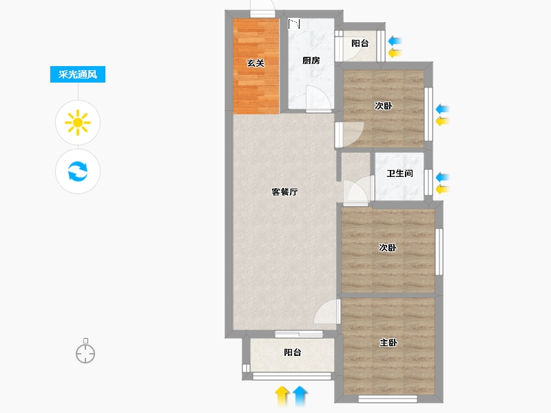 四川省-南充市-中南原山-61.40-户型库-采光通风