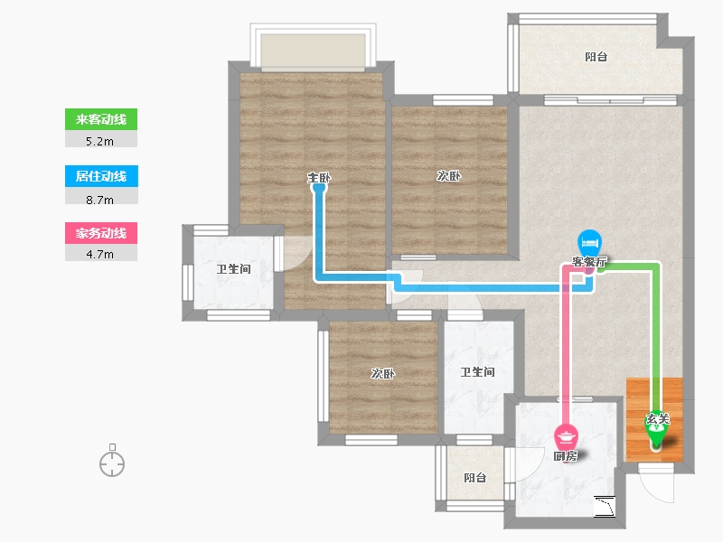 四川省-南充市-鸿通・翡翠城・紫曦府-79.65-户型库-动静线