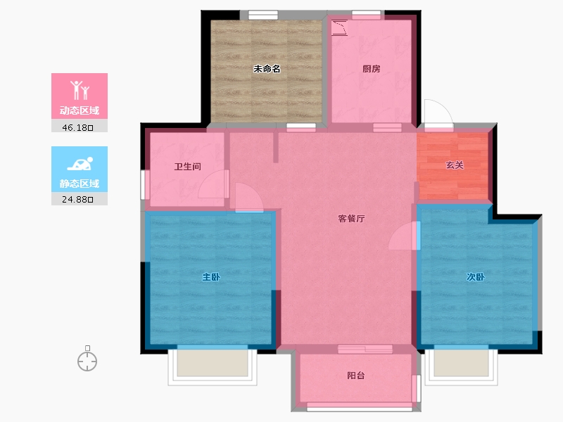 天津-天津市-爱情花园里-71.00-户型库-动静分区