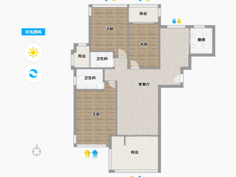 四川省-成都市-仁和春天大道-111.63-户型库-采光通风