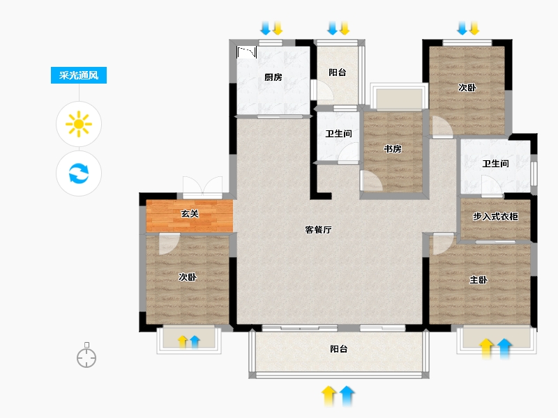 江苏省-盐城市-保利·罗兰春天-125.61-户型库-采光通风