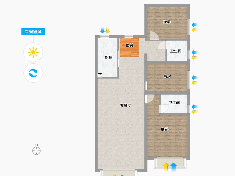 天津-天津市-新城和兴府-104.00-户型库-采光通风