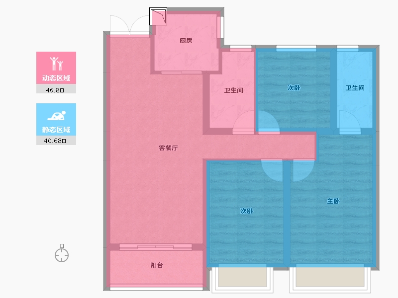 山东省-济南市-绿地华彤苑-77.69-户型库-动静分区