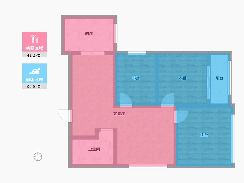 陕西省-西安市-启航馨苑柏梁社区-68.59-户型库-动静分区