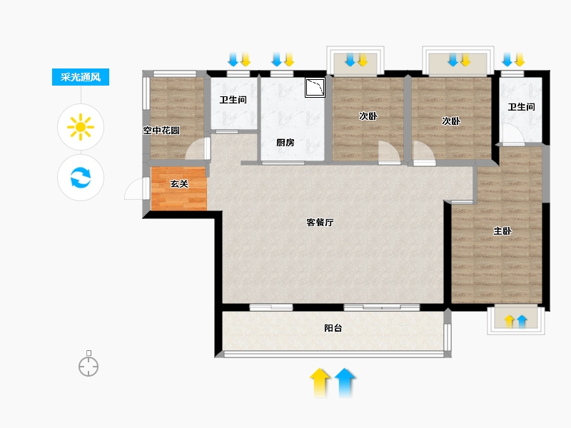 广东省-湛江市-保利・海上大都汇-104.81-户型库-采光通风