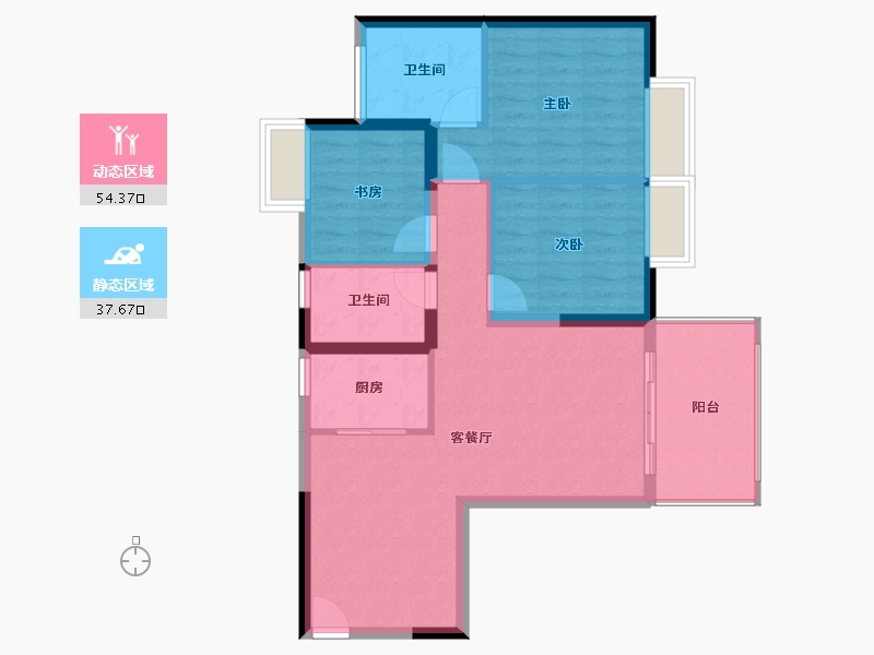 四川省-绵阳市-长兴・星城-82.96-户型库-动静分区