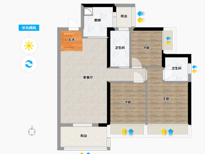 广东省-湛江市-吴川碧桂园・岭南盛世-73.64-户型库-采光通风