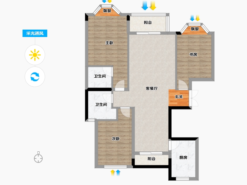 甘肃省-兰州市-兰州大名城-96.82-户型库-采光通风