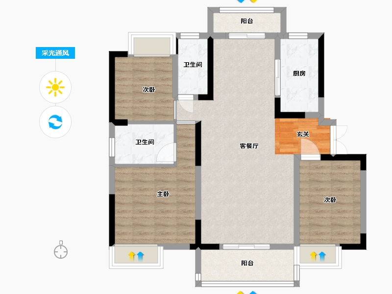 江西省-九江市-锦天府-88.80-户型库-采光通风