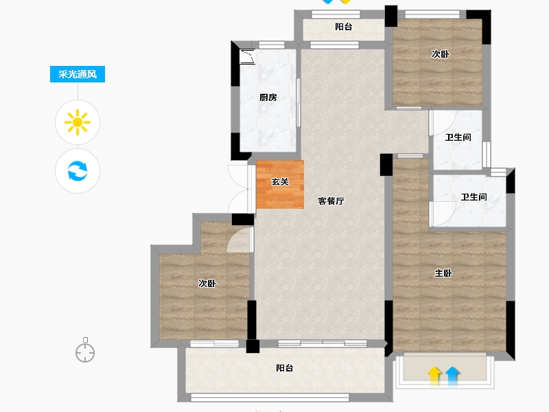 浙江省-衢州市-贝林・金誉府-83.75-户型库-采光通风