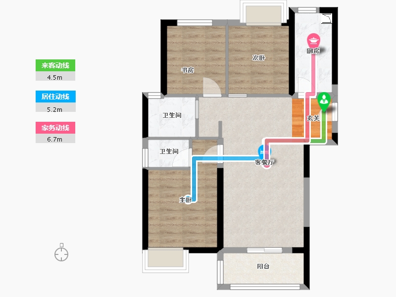 湖北省-武汉市-绿地大都会-68.63-户型库-动静线