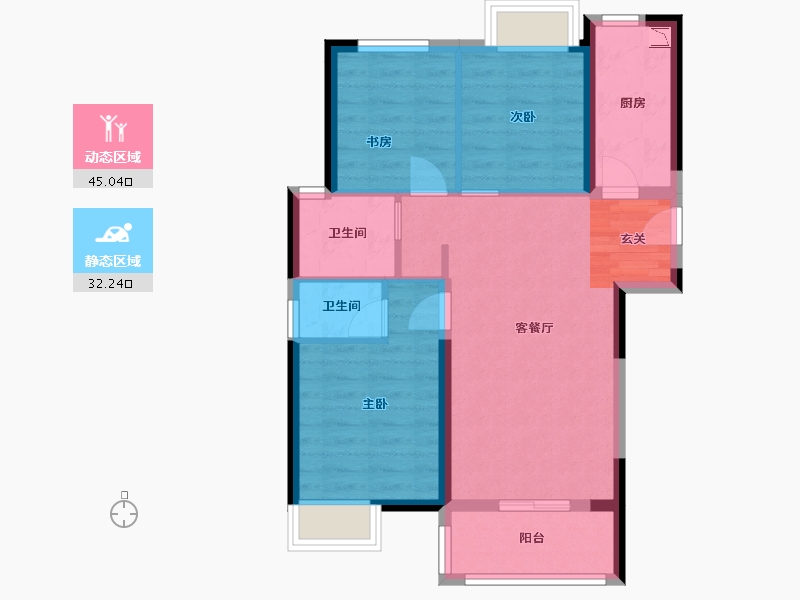 湖北省-武汉市-绿地大都会-68.63-户型库-动静分区