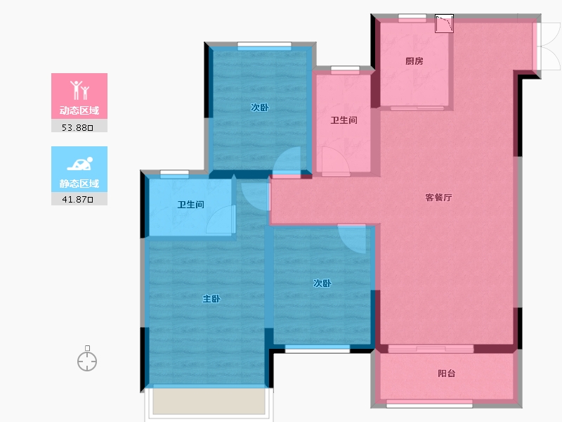 山东省-聊城市-中梁国宾府-85.43-户型库-动静分区