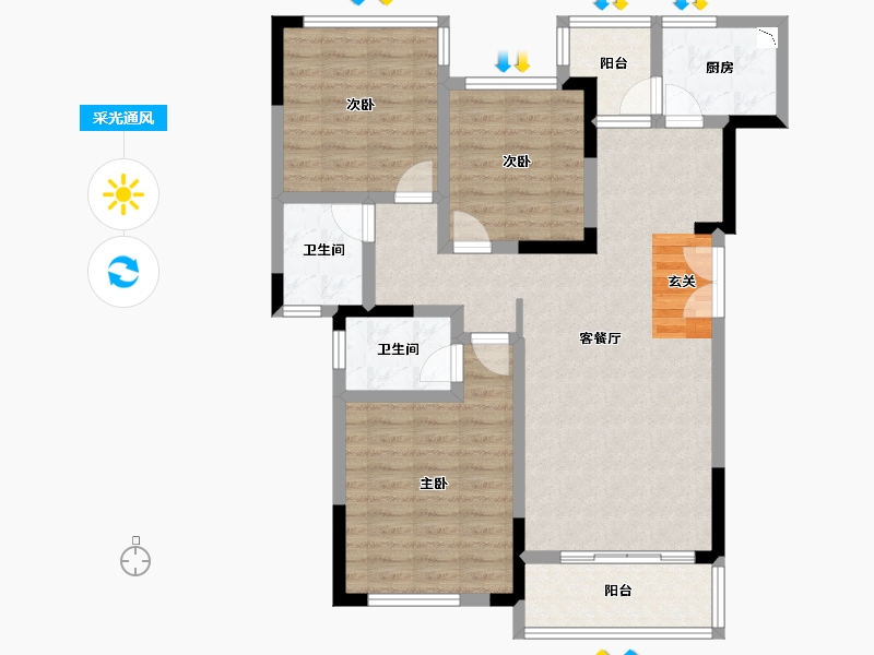 四川省-德阳市-琥珀城-95.69-户型库-采光通风