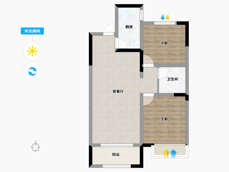 河北省-石家庄市-保利堂悦-66.00-户型库-采光通风