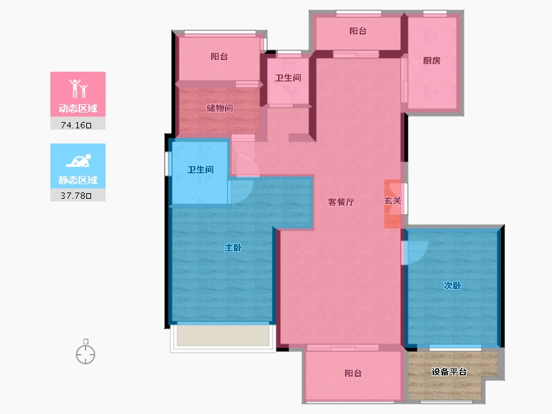 河南省-南阳市-新旭・京华府-104.75-户型库-动静分区