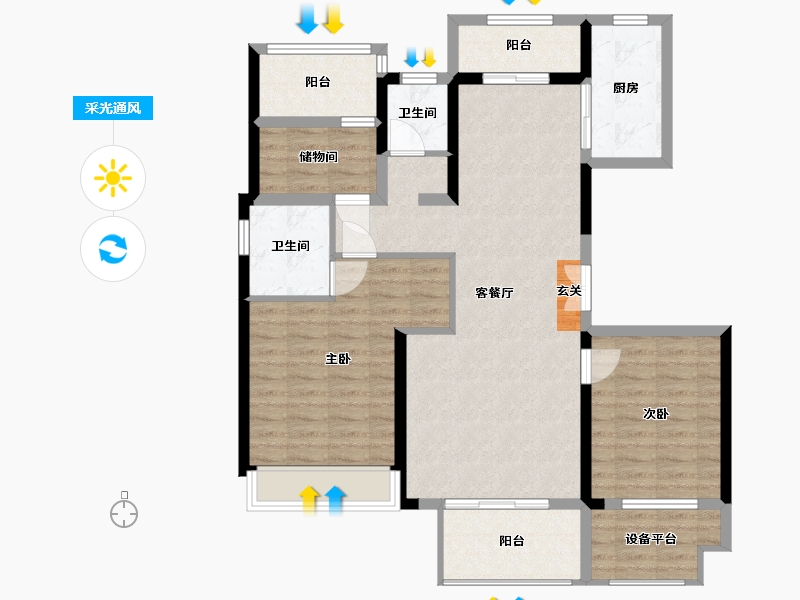 河南省-南阳市-新旭・京华府-104.75-户型库-采光通风