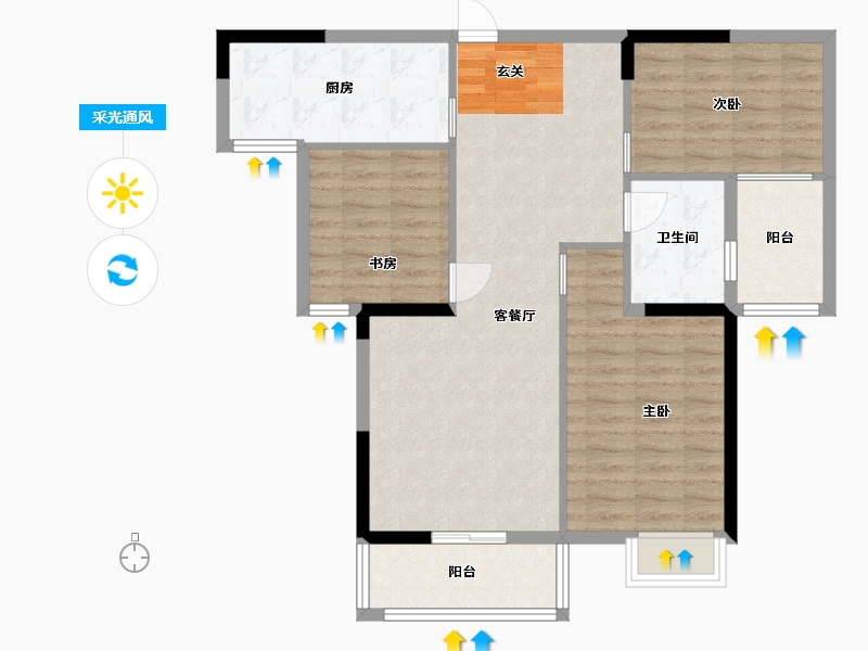 湖北省-咸宁市-领秀城・银泉华府-88.00-户型库-采光通风