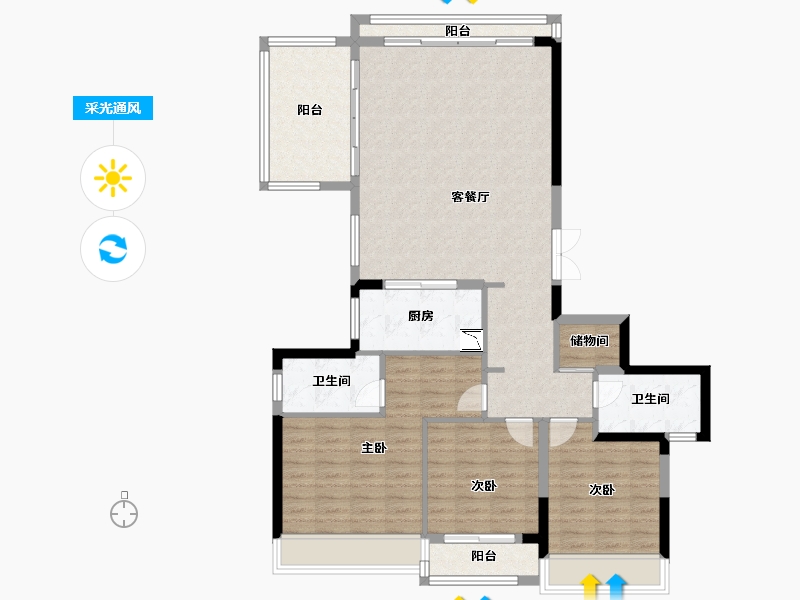 浙江省-温州市-外滩江月湾-111.20-户型库-采光通风