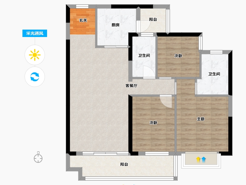 广西壮族自治区-钦州市-敏捷・珑�h湾-89.12-户型库-采光通风