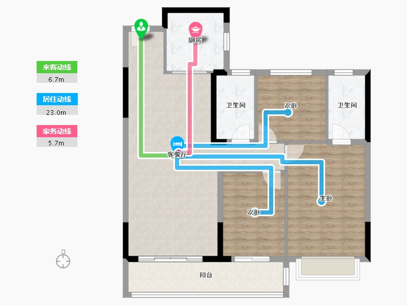 浙江省-绍兴市-恒大珺睿府-104.30-户型库-动静线