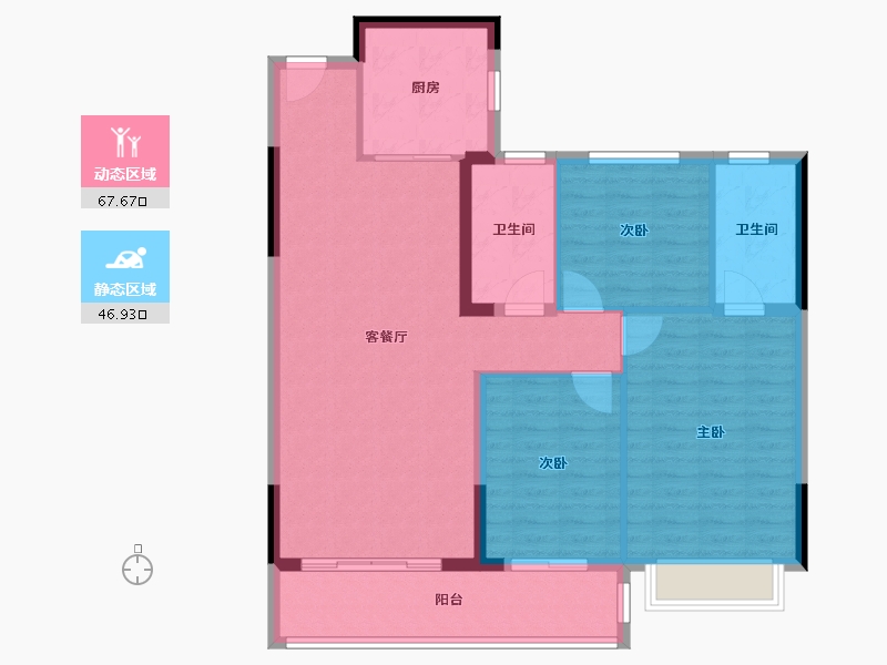 浙江省-绍兴市-恒大珺睿府-104.30-户型库-动静分区