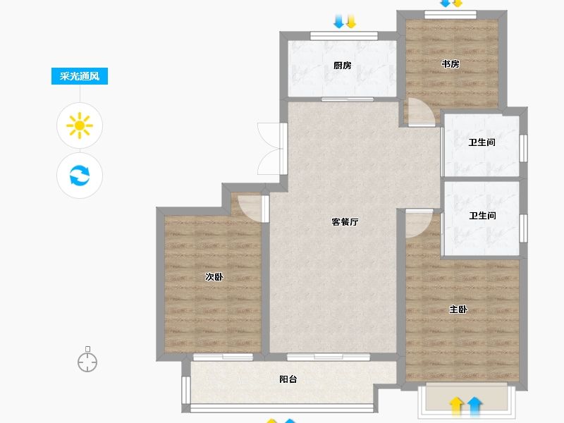 江苏省-盐城市-慧学铭苑-88.00-户型库-采光通风