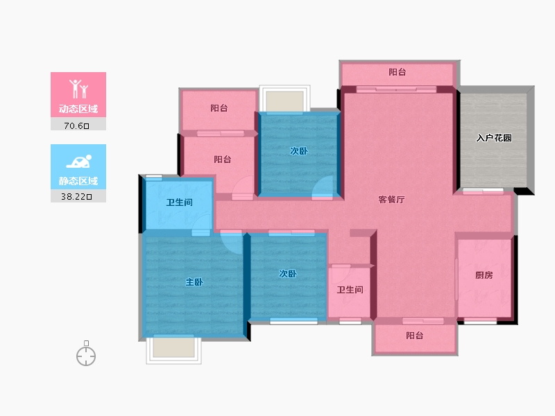 湖南省-长沙市-盛地东方芯府-105.55-户型库-动静分区