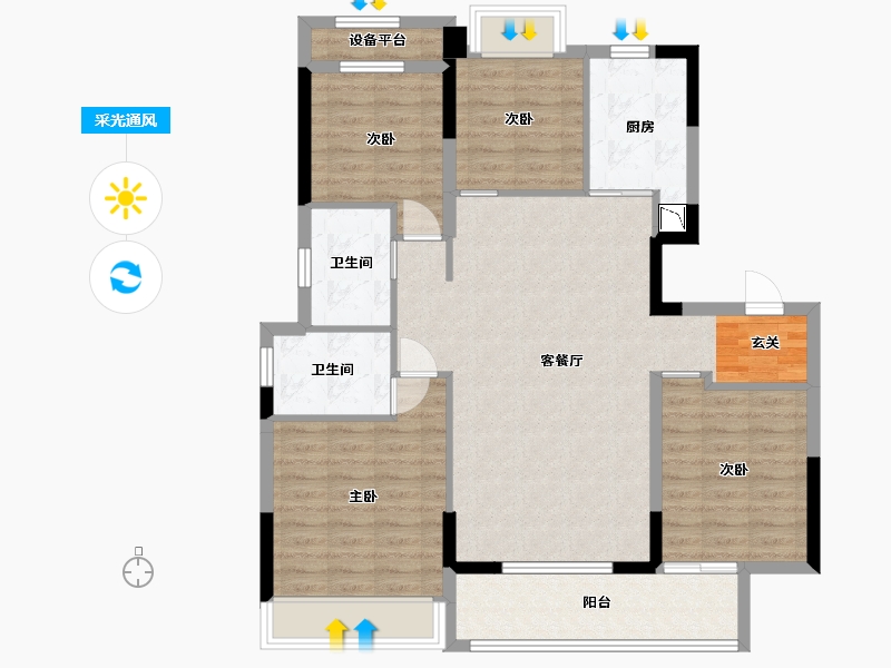 安徽省-宿州市-万兴・龙玺台-103.47-户型库-采光通风