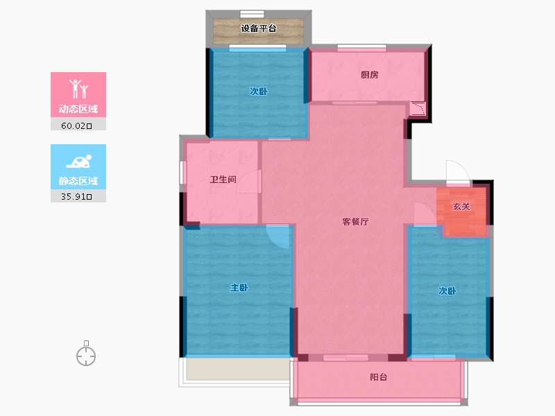 安徽省-宿州市-万兴・龙玺台-88.96-户型库-动静分区