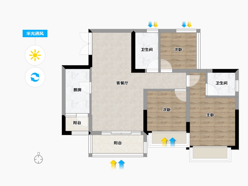 四川省-内江市-传话广场-69.03-户型库-采光通风